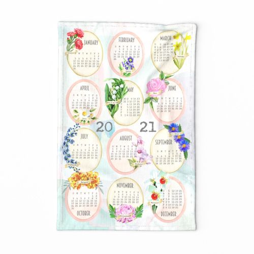 Birth Month Flowers 2021 Tea Towel Calendar 1