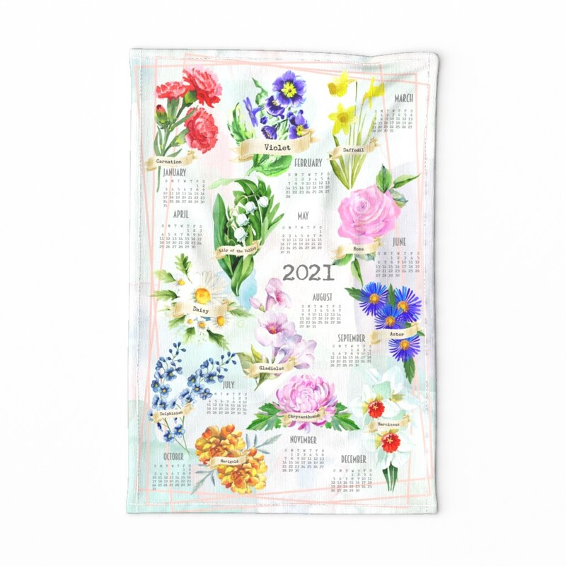 Birth Month Flowers 2021 Tea Towel Calendar 2